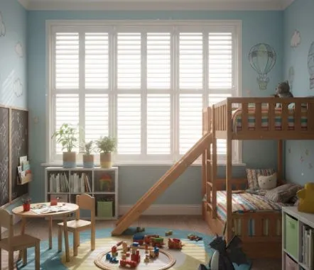 Children’s bedroom shutters letting the light in